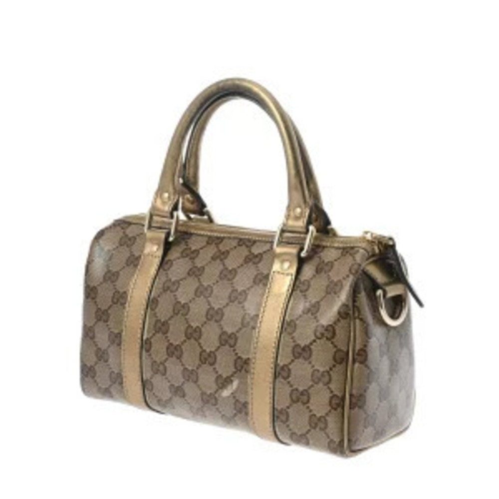 Gucci Leather Handbag Gold Bag Crystal GG Boston